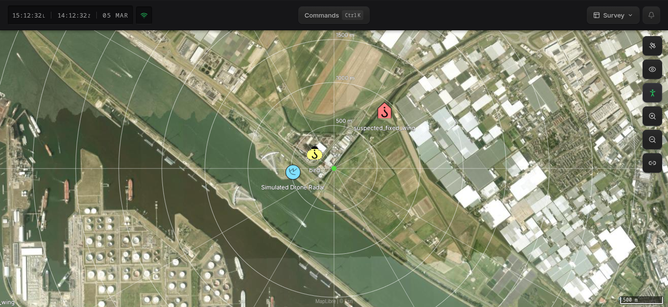 Range rings showing concentric distance circles around an observer reference point