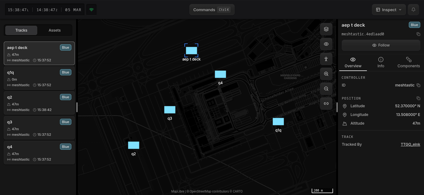 Hydris map showing Meshtastic mesh peers as entities