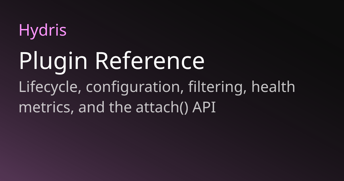 Plugin Reference | Hydris